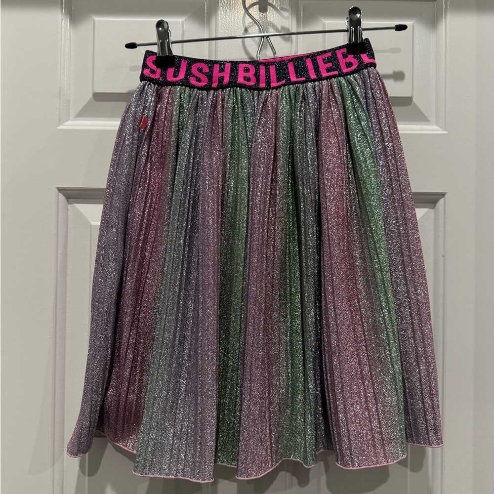 Billieblush skirt metallic pleated multicolor shimmer girl size 10 rainbow NWOT - Picture 2 of 9